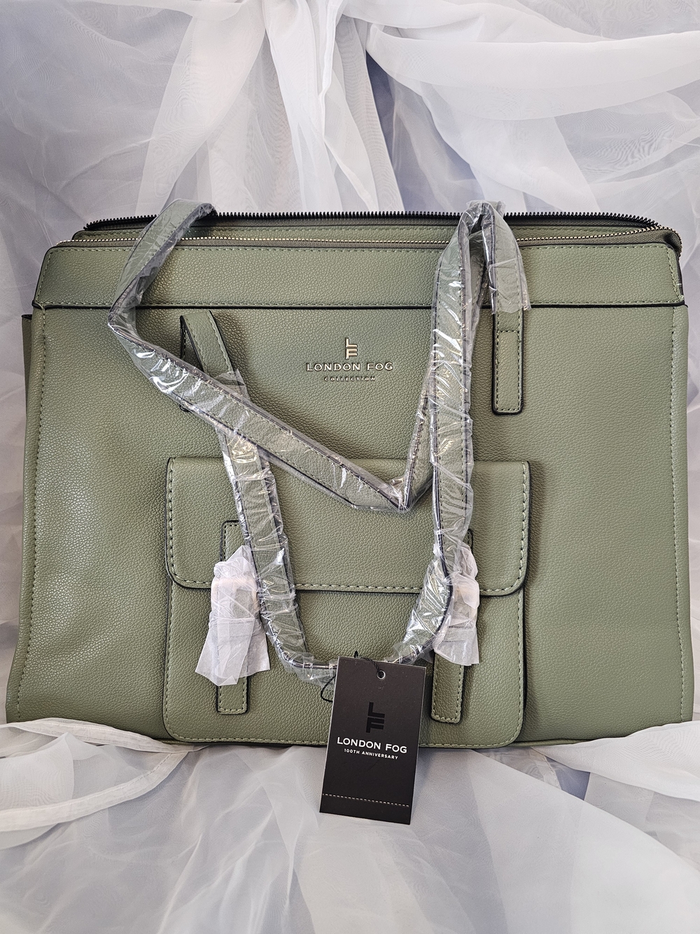 London Fog Olive Green Tote Bag